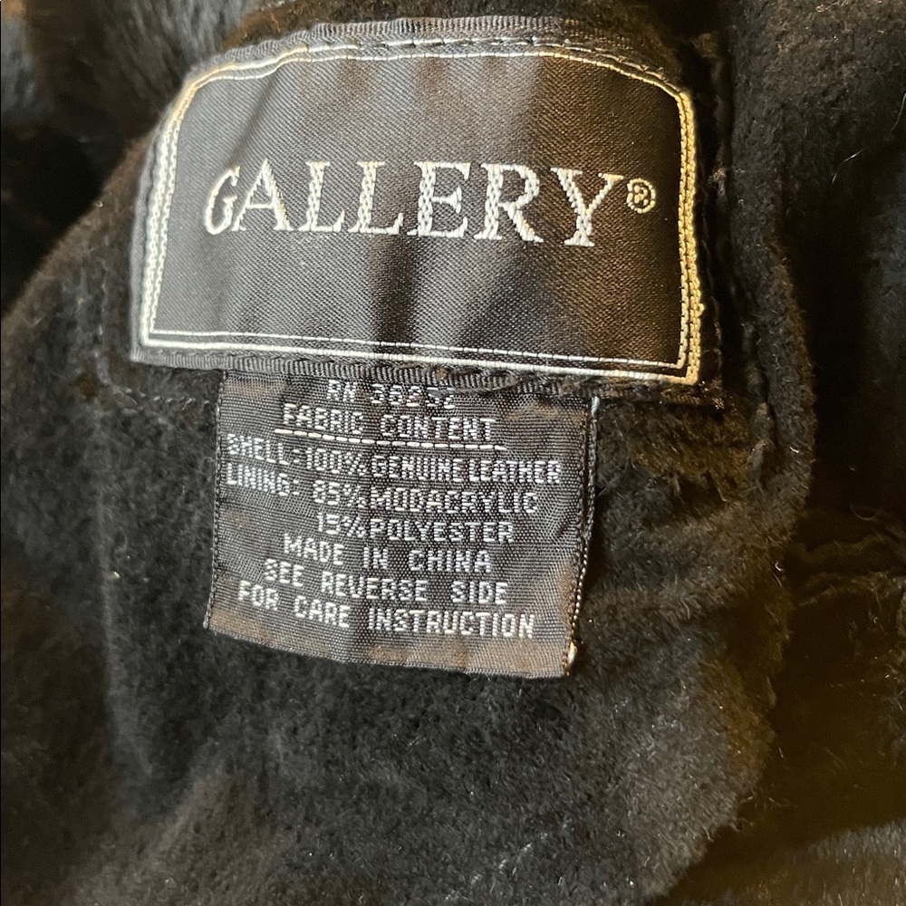 Gallery Black Leather(Suede)Button Front Winter Coat. Size M - Picture 9 of 10